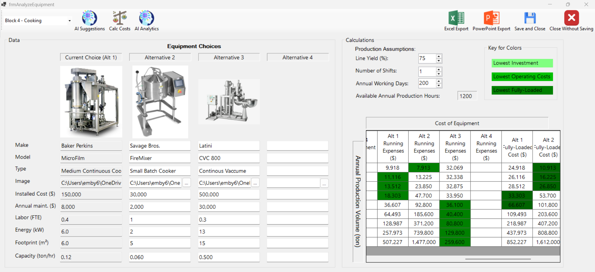Equipment benchmarking